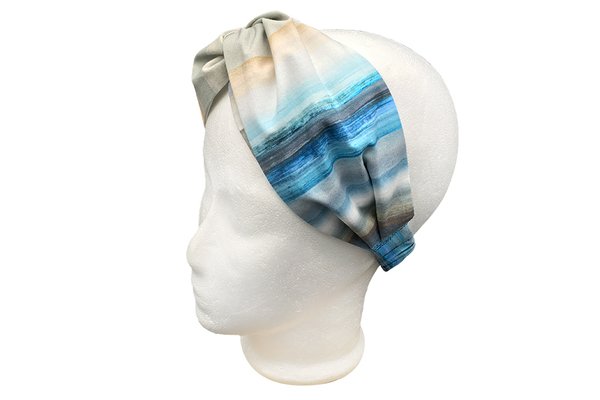 Turban-Haarband - Baumwoll Soft-Popeline blau-grün